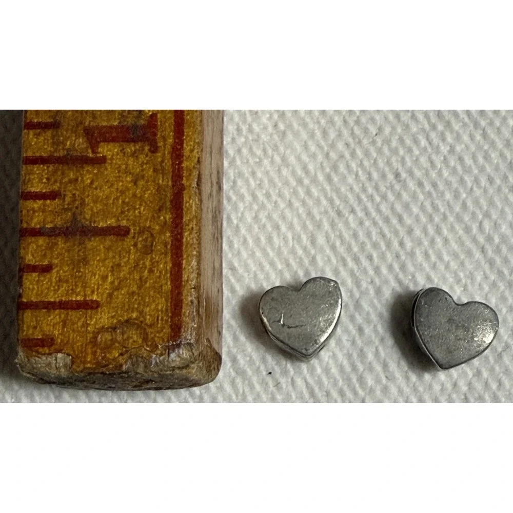 Vintage 925 Sterling Silver Heart Slider Beads Set of 2 Charms